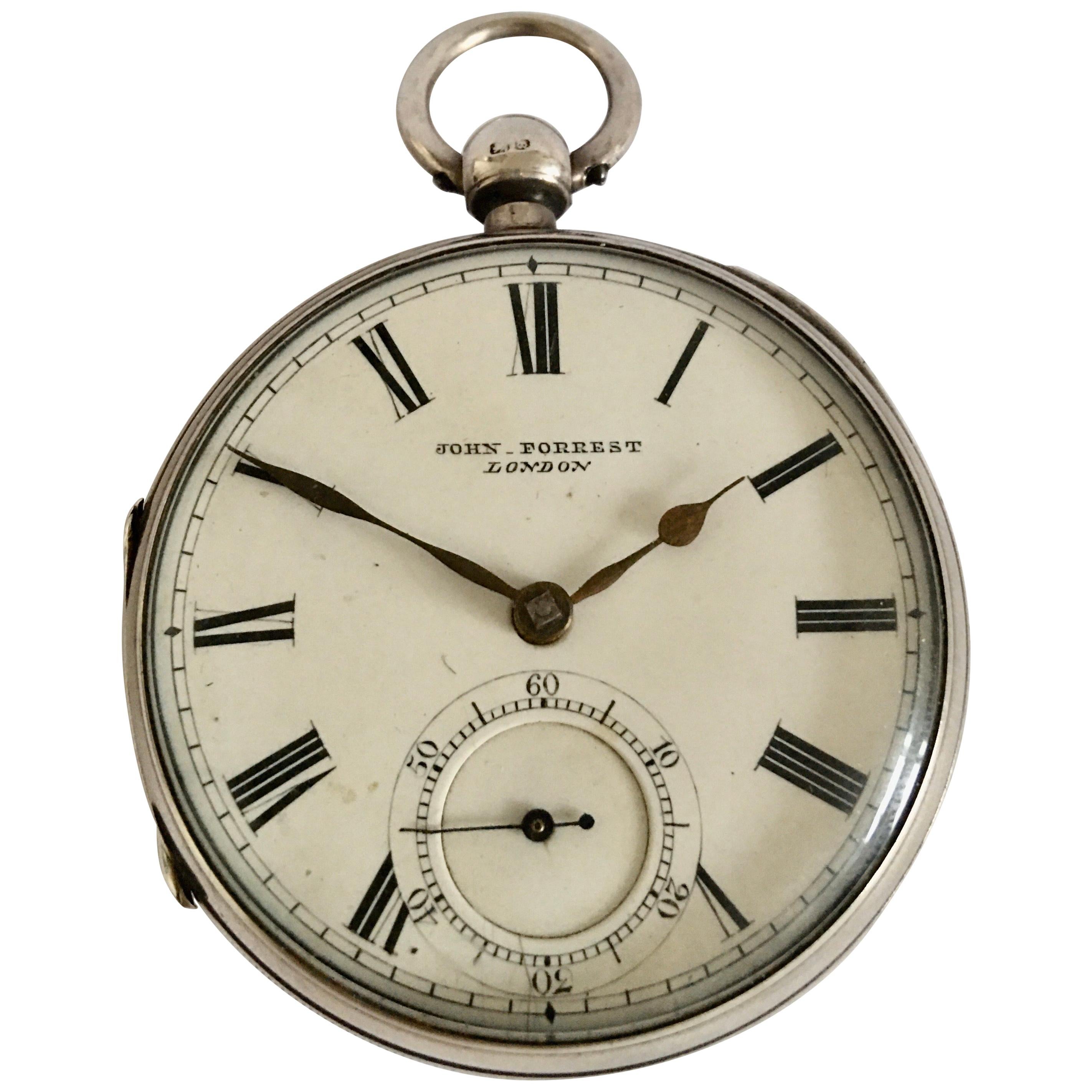 Silver John Forrest London Key-Wind Pocket Watch, circa 1880