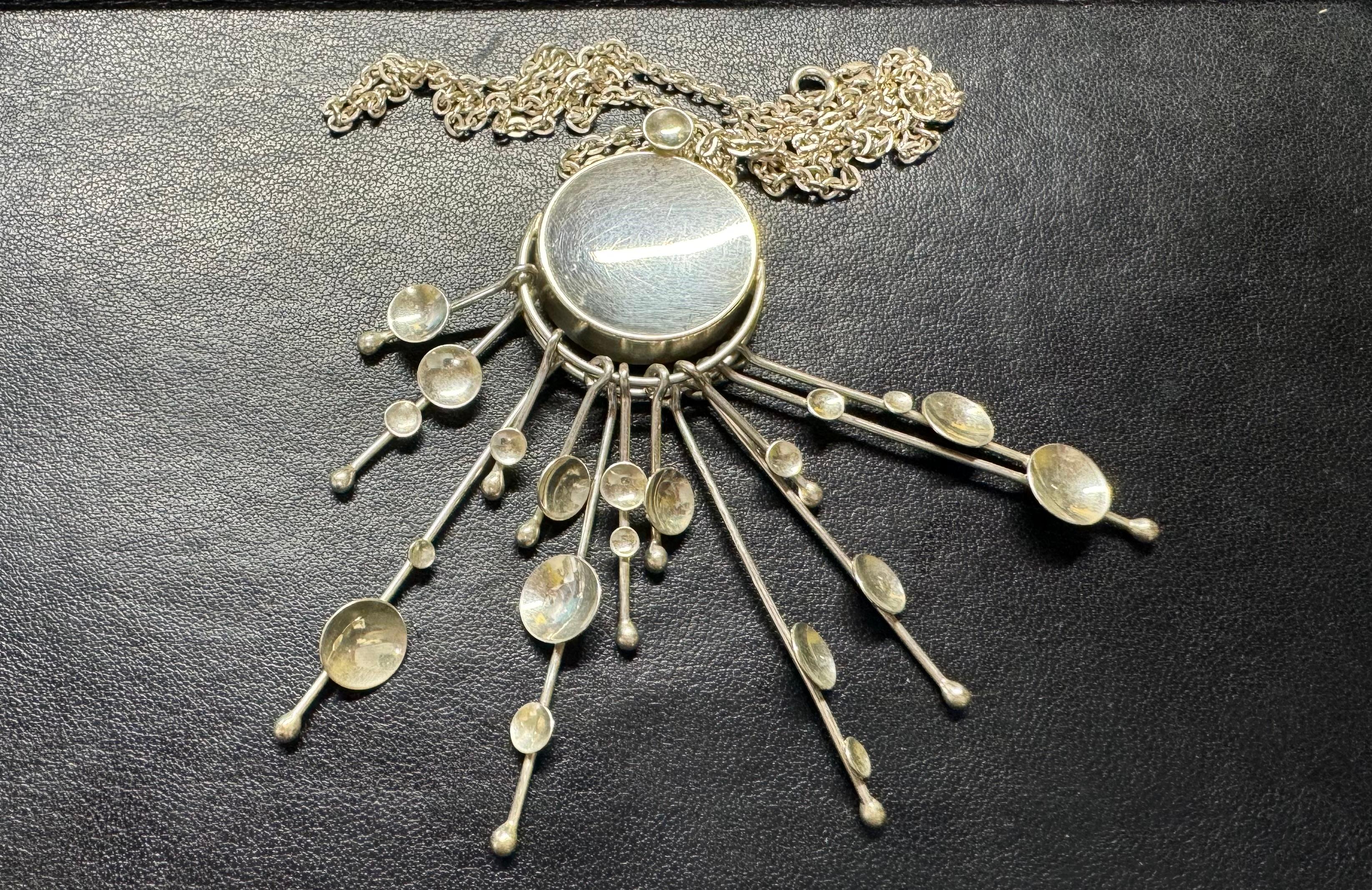Silver Jorma Laine Turun Hopea 1972 Abstract Necklace  