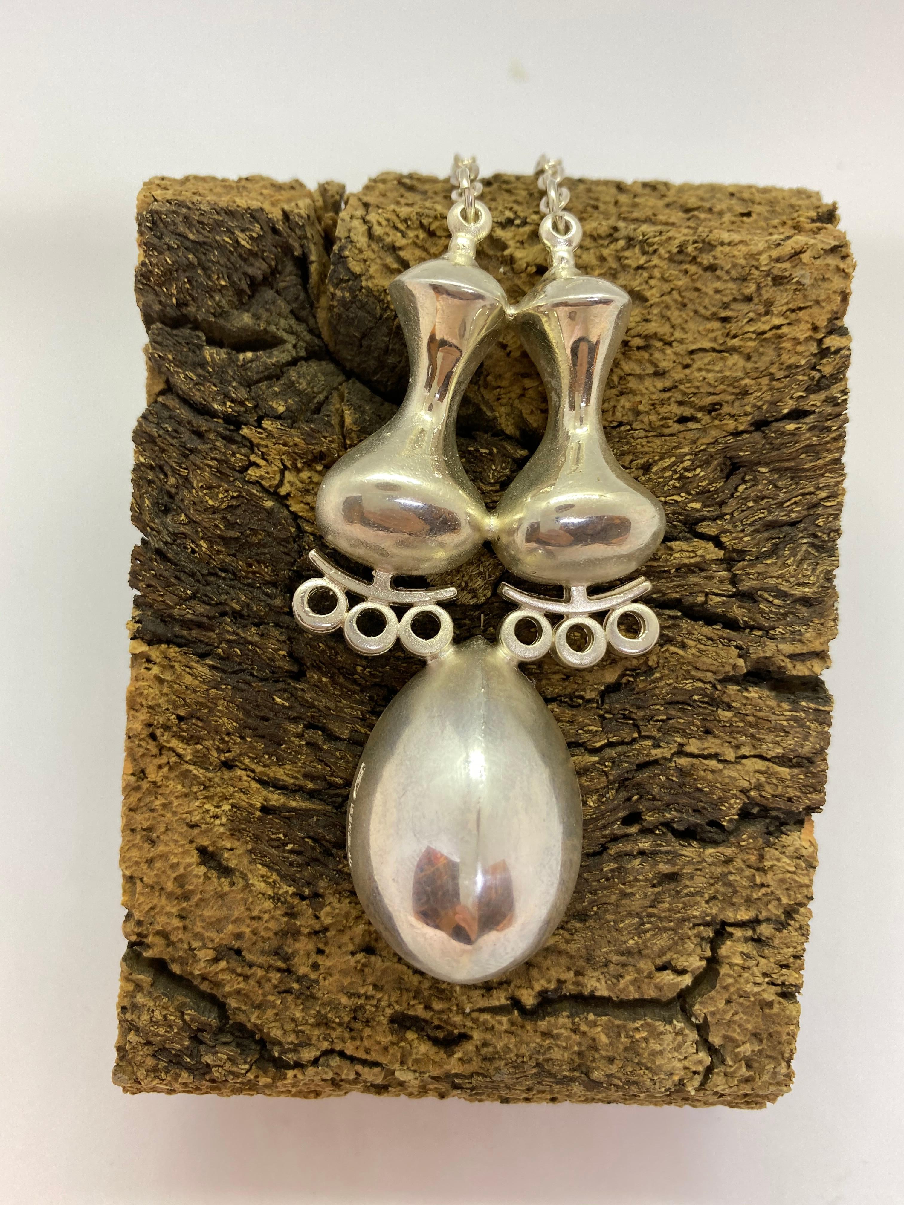 Collana astratta in argento Jorma Laine Turun Hopea 1973 In condizioni buone in vendita a Orimattila, FI