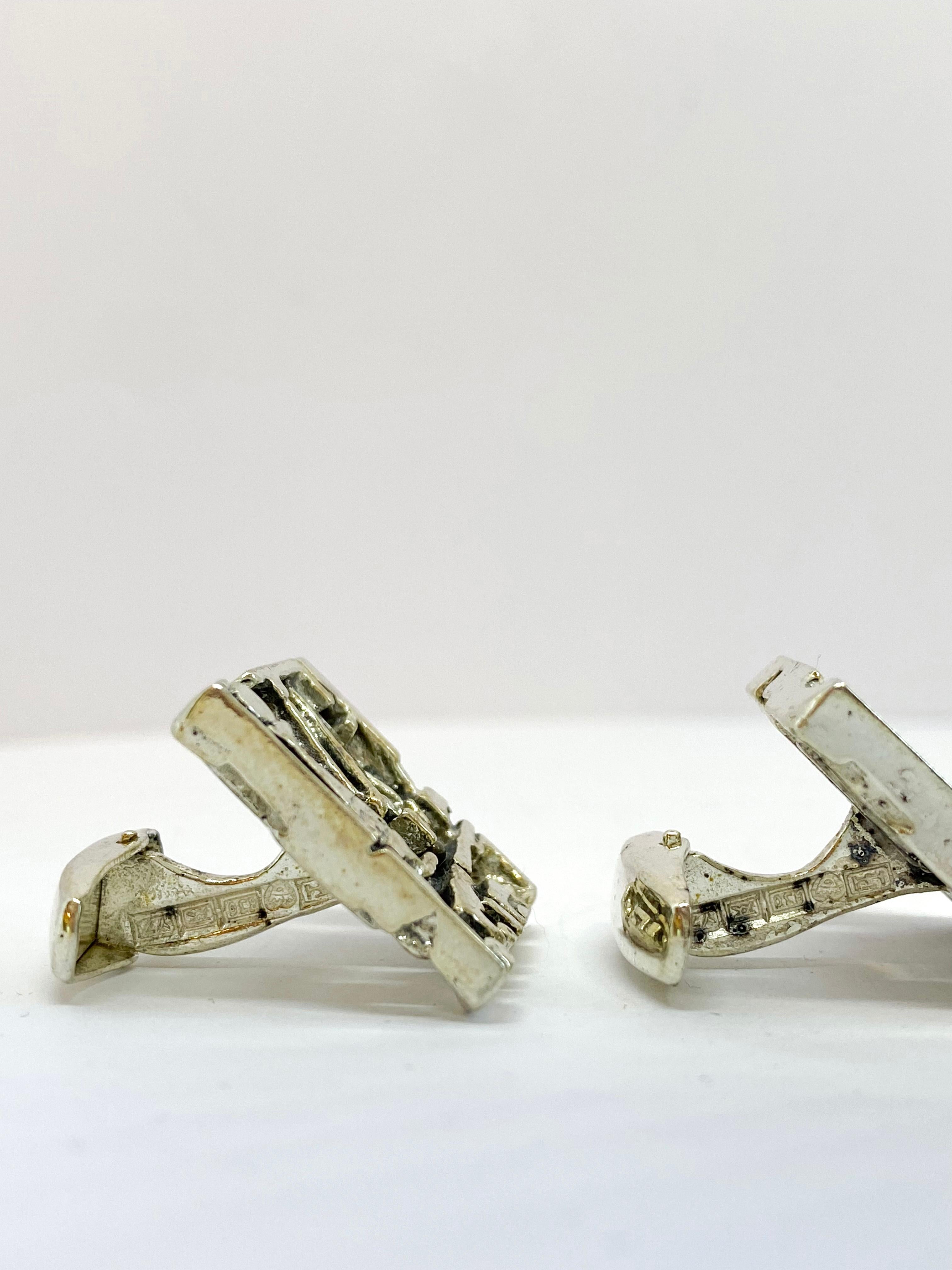 Women's or Men's Silver Jorma Laine Turun Hopea 1976 Abstract Cufflinks For Sale