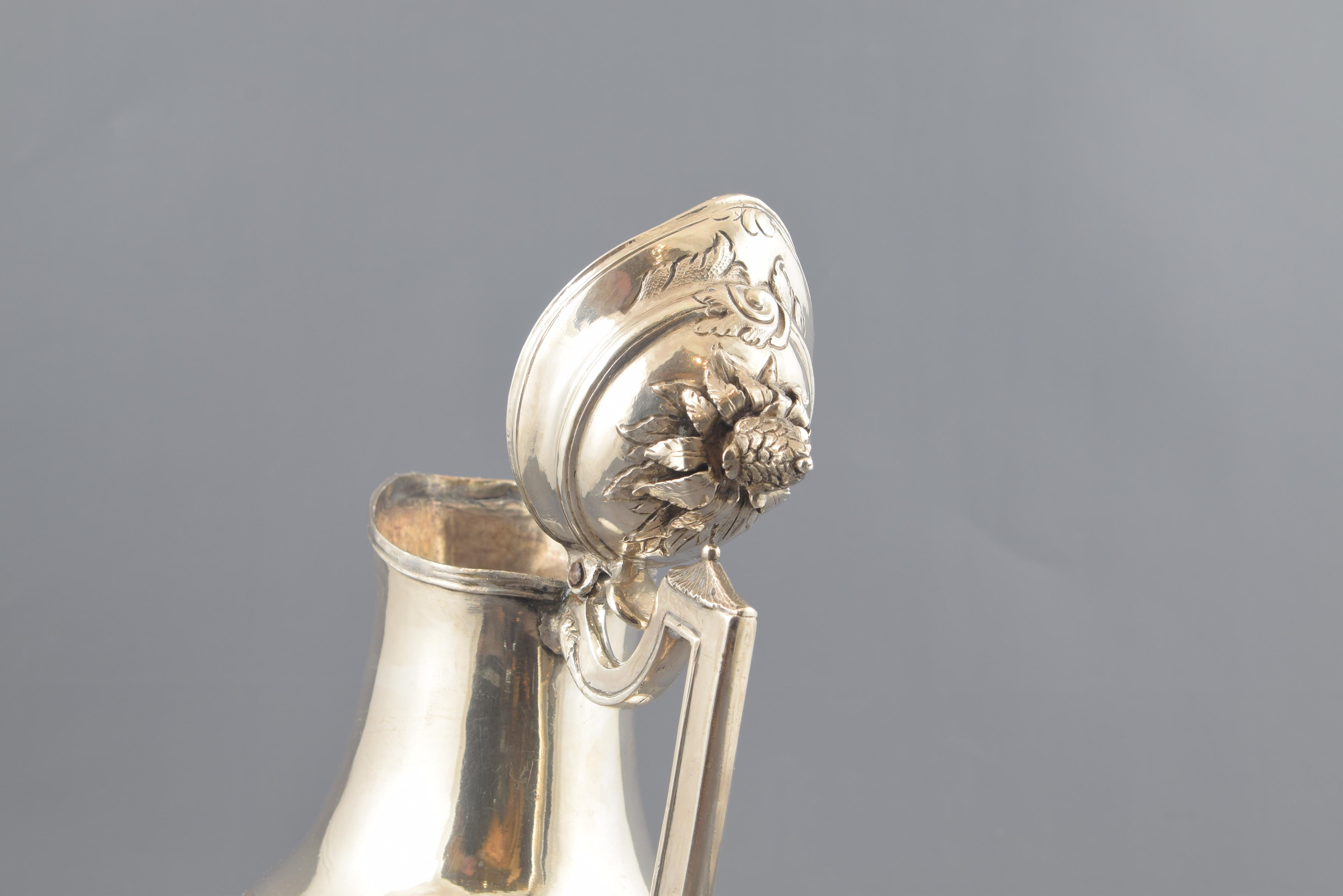 Rococo Silver Jug with Illegible Hallmarks, 18th Century For Sale