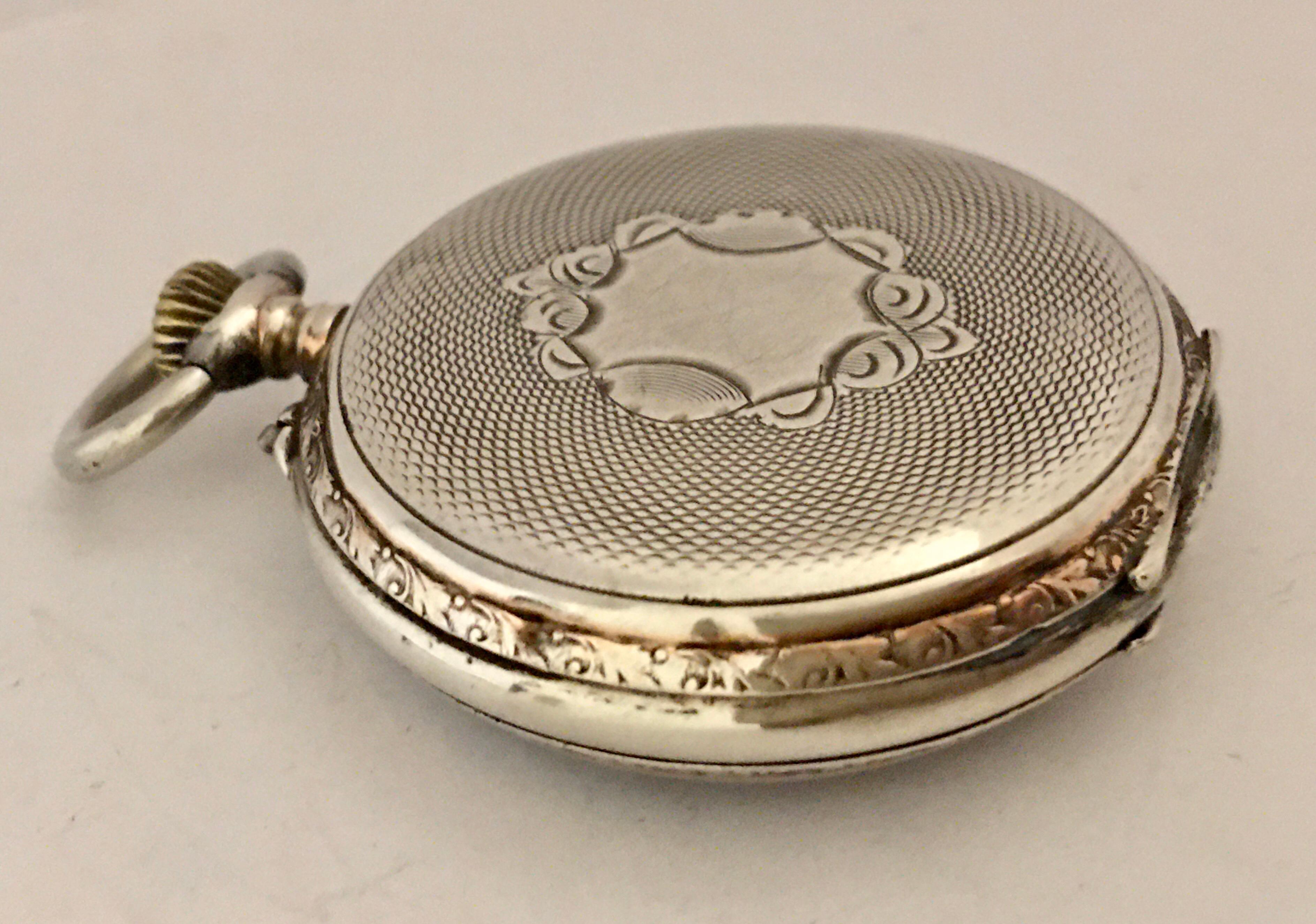Silver Key-Less Antique Pocket Watch In Fair Condition In Carlisle, GB