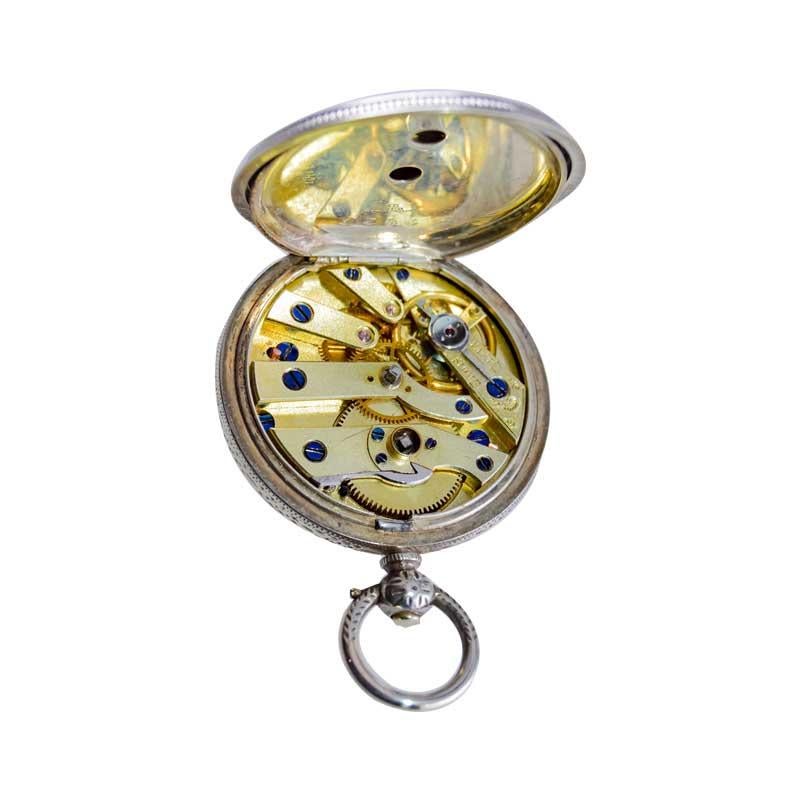 Silver Keywind Pendant Watch with Cartouche Silver and Enamel Dial 1880's 7