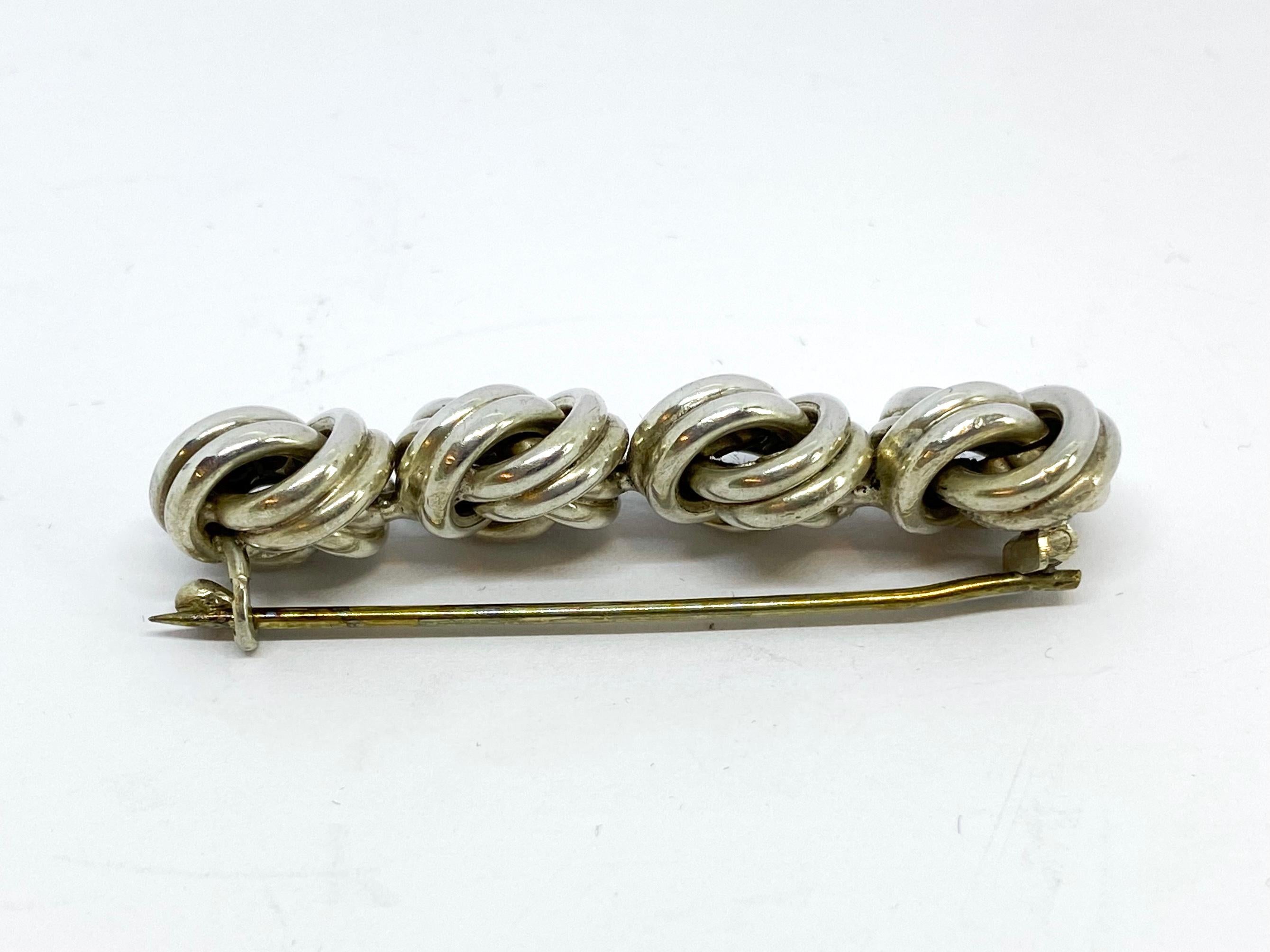 Modernist Silver Knot Brooch Tillander Helsinki Finland For Sale