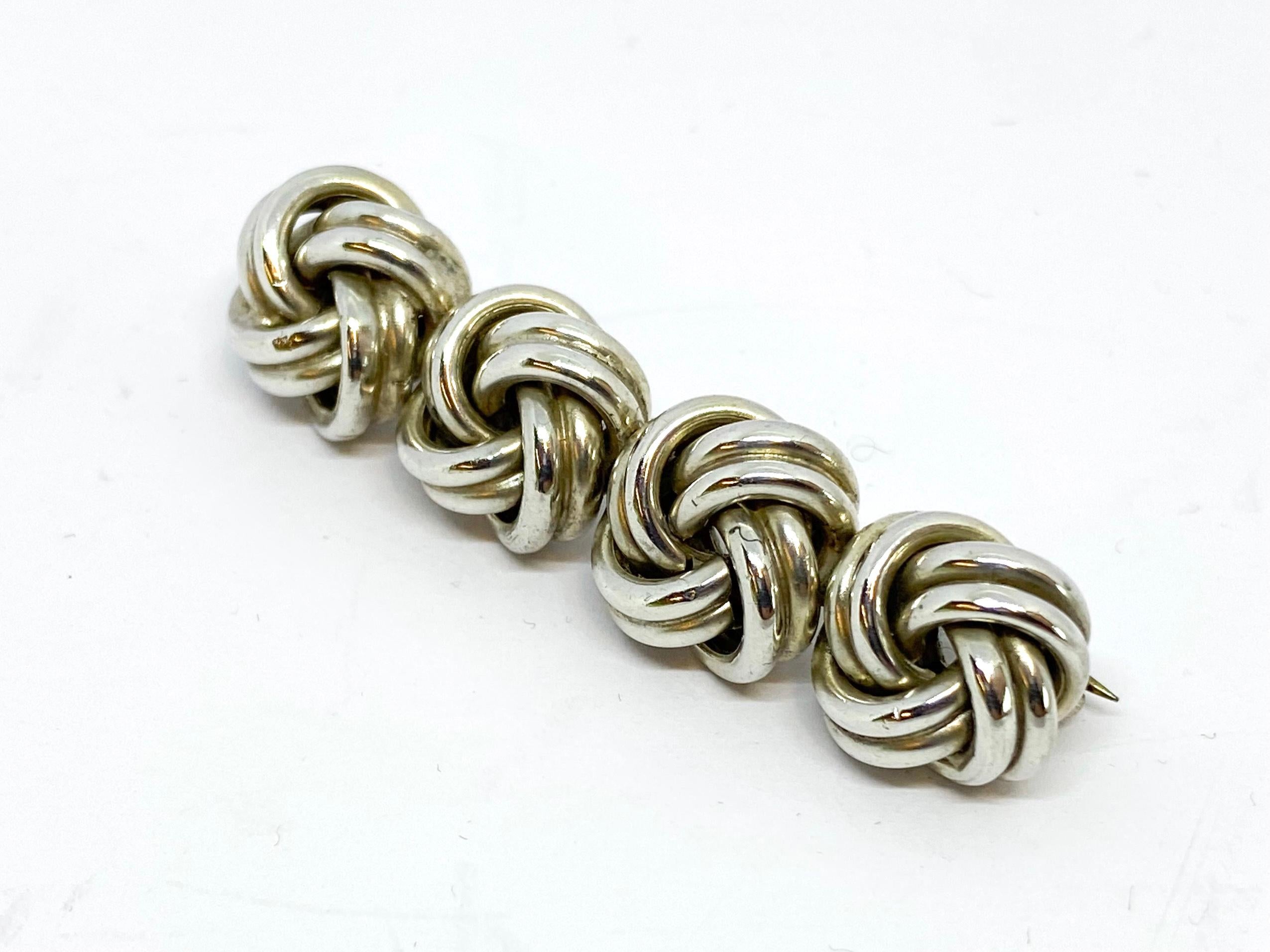 Silver Knot Brooch Tillander Helsinki Finland In Good Condition For Sale In Orimattila, FI