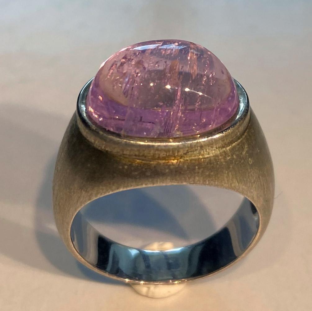 Silver Kunzite Dome Ring For Sale 3