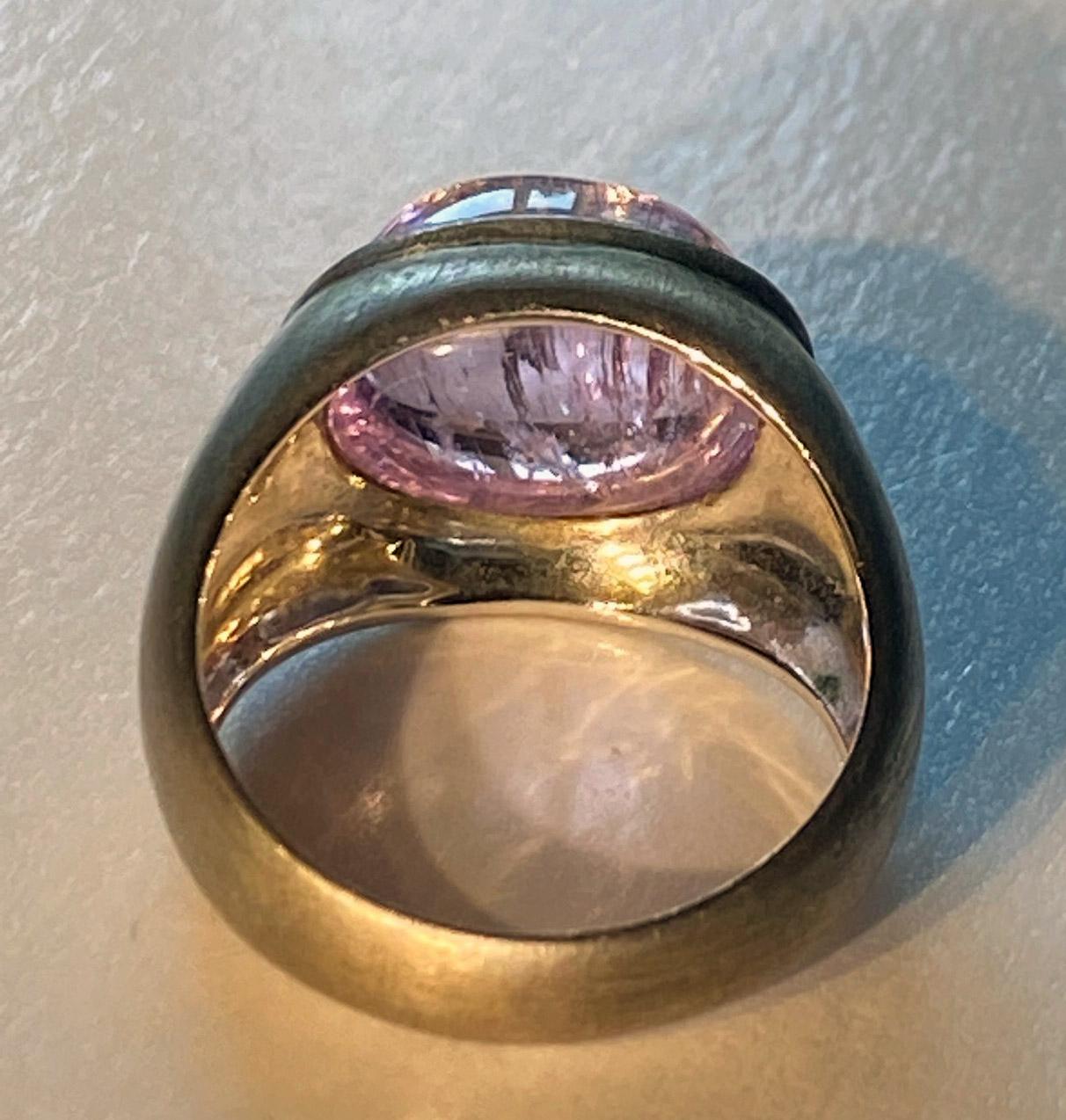 Silver Kunzite Dome Ring For Sale 4