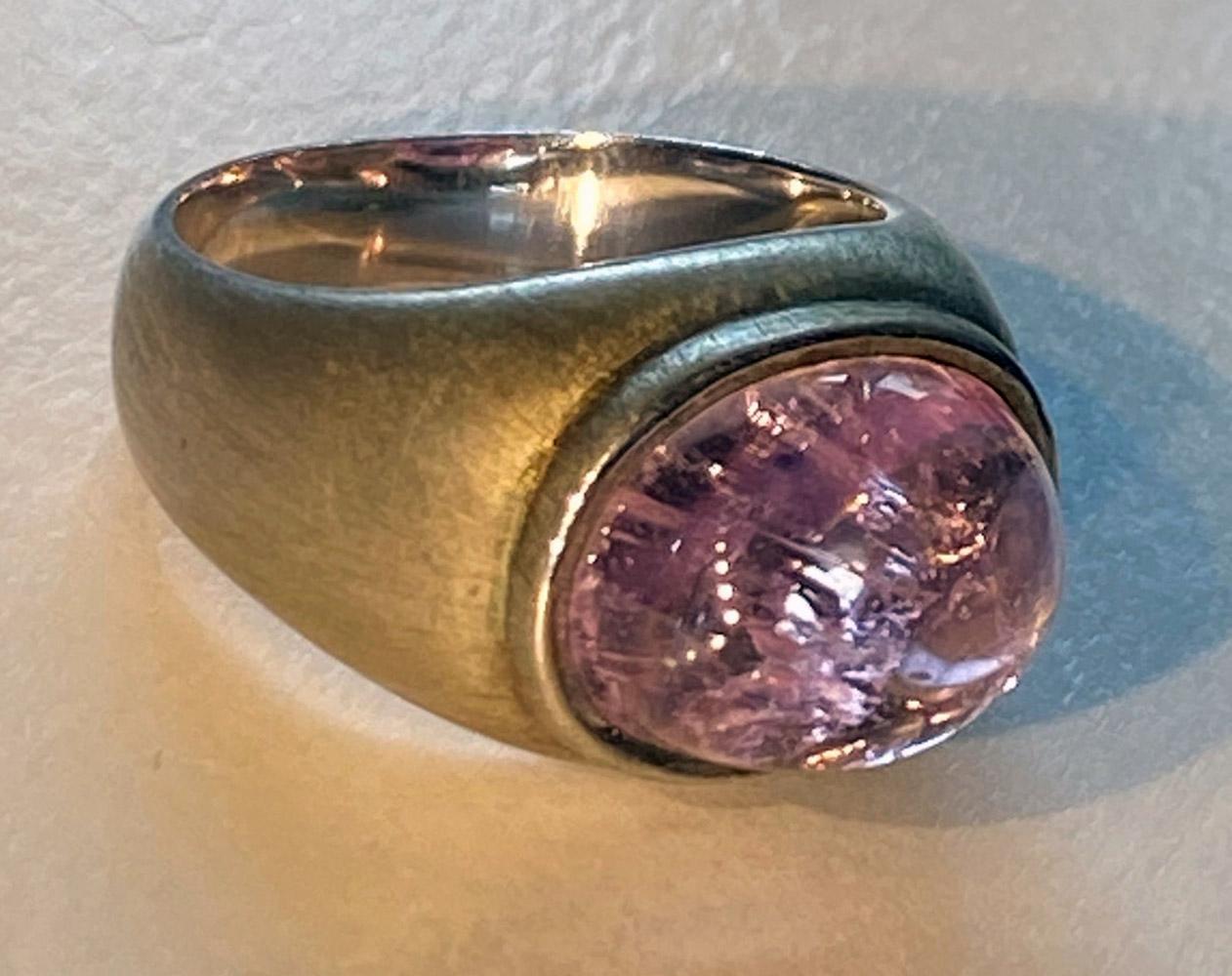 Silver Kunzite Dome Ring For Sale 5