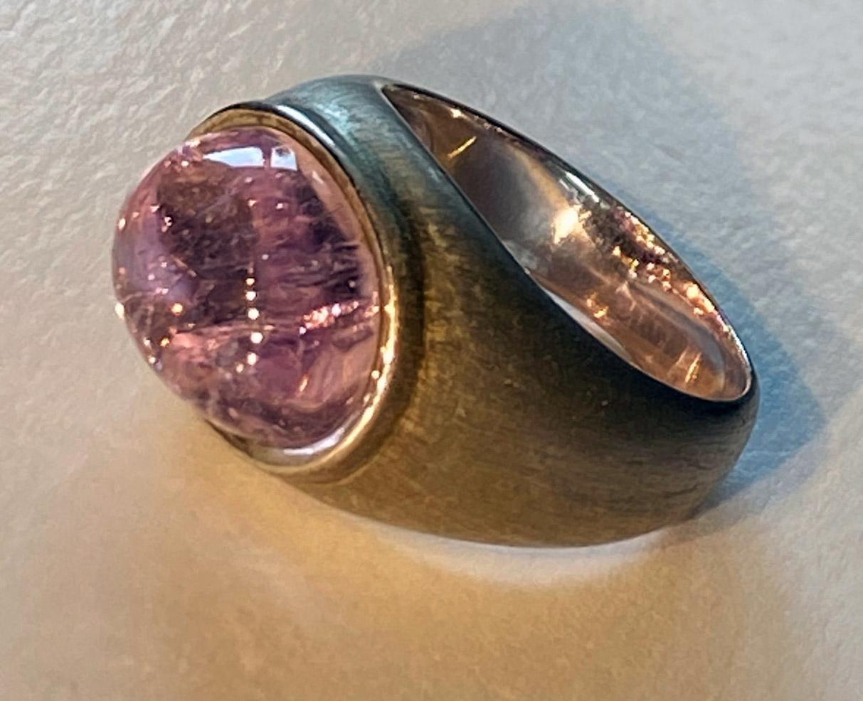 Silver Kunzite Dome Ring For Sale 6