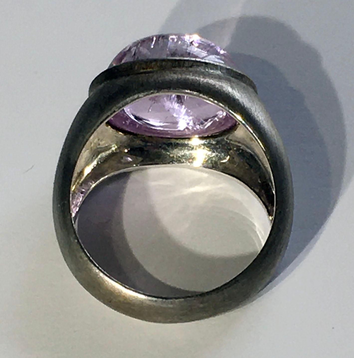 Silver Kunzite Dome Ring For Sale 2