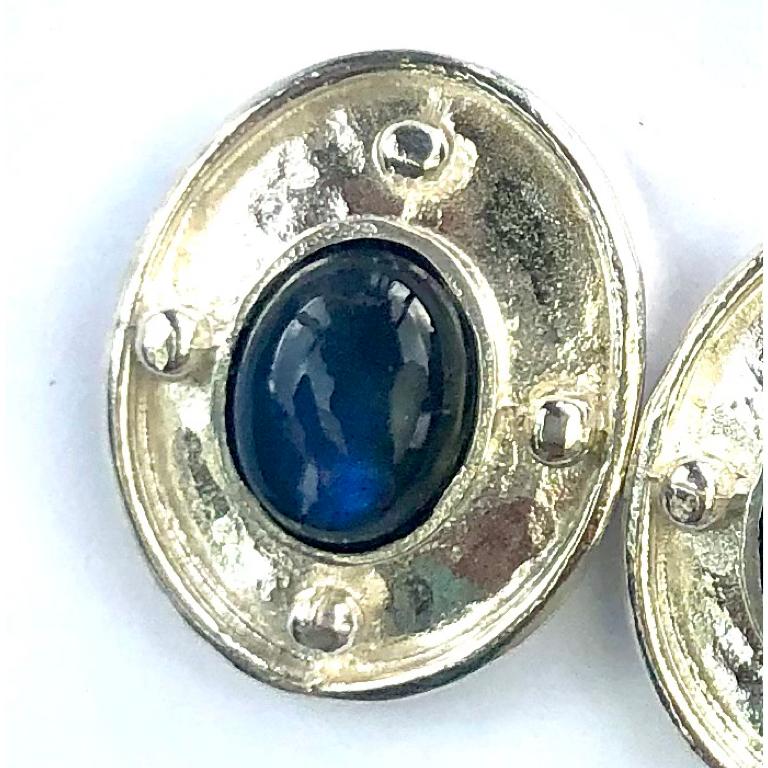 Néo-baroque Boucles d'oreilles bleues vénitiennes de Londres - argent sterling en vente