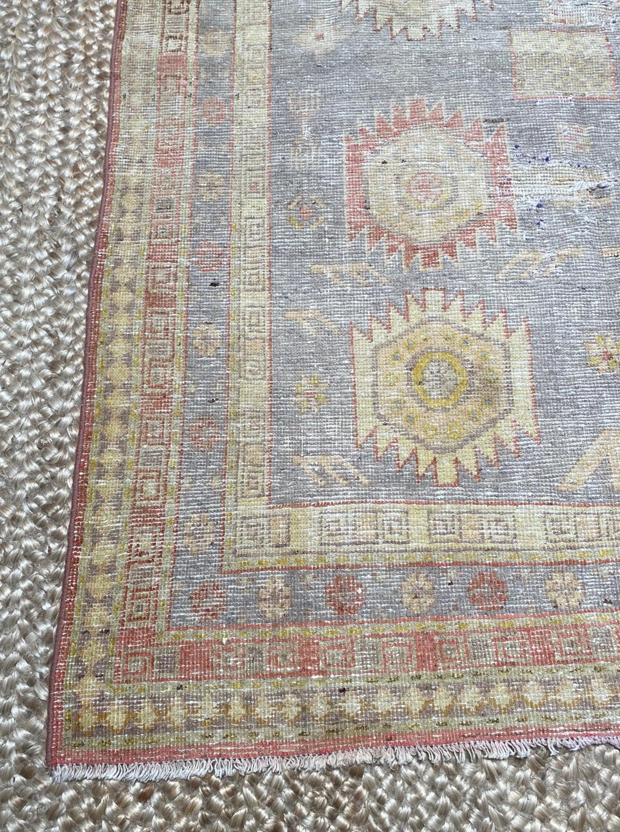 Origin: Mongolia
Dimensions: 8' x 4’2?
Age:1920’s
Design: Khotan
Material: 100% Wool-pile
Color: Sky Blue, Rust, Beige, Gold

3284

An epitome of history, character and culture, Antique Khotan rugs add richness to a room. Produced in