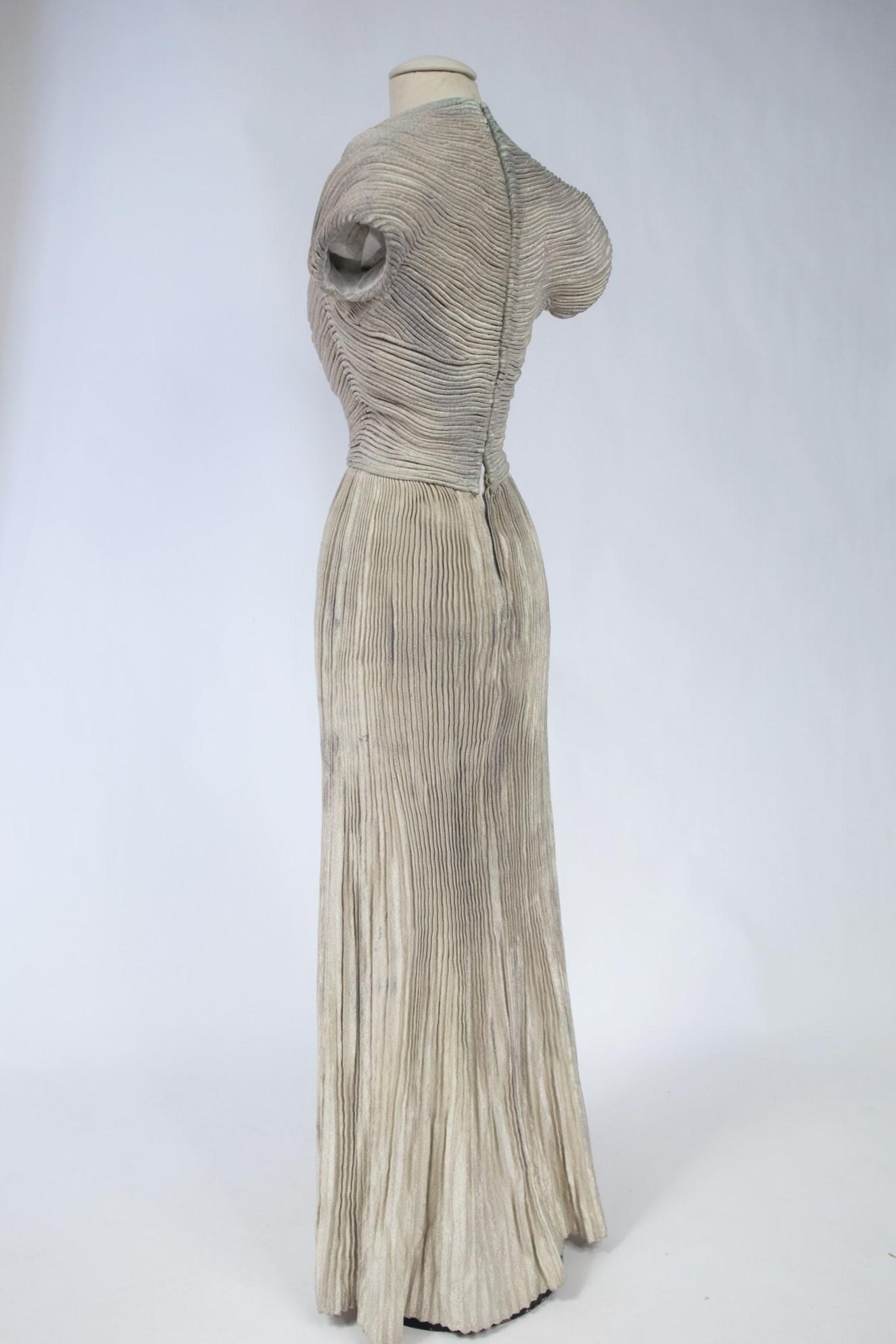 A Silver Lamé Evening Dress by Lucile Manguin - France Haute Couture Circa 1940 3