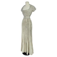 Silver Lamé Evening Dress by Lucile Manguin France Haute Couture Circa 1940