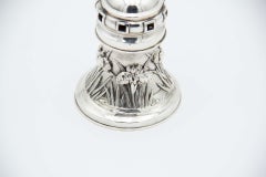 Silver lamp with floral reliefs in the Art Nouveau style