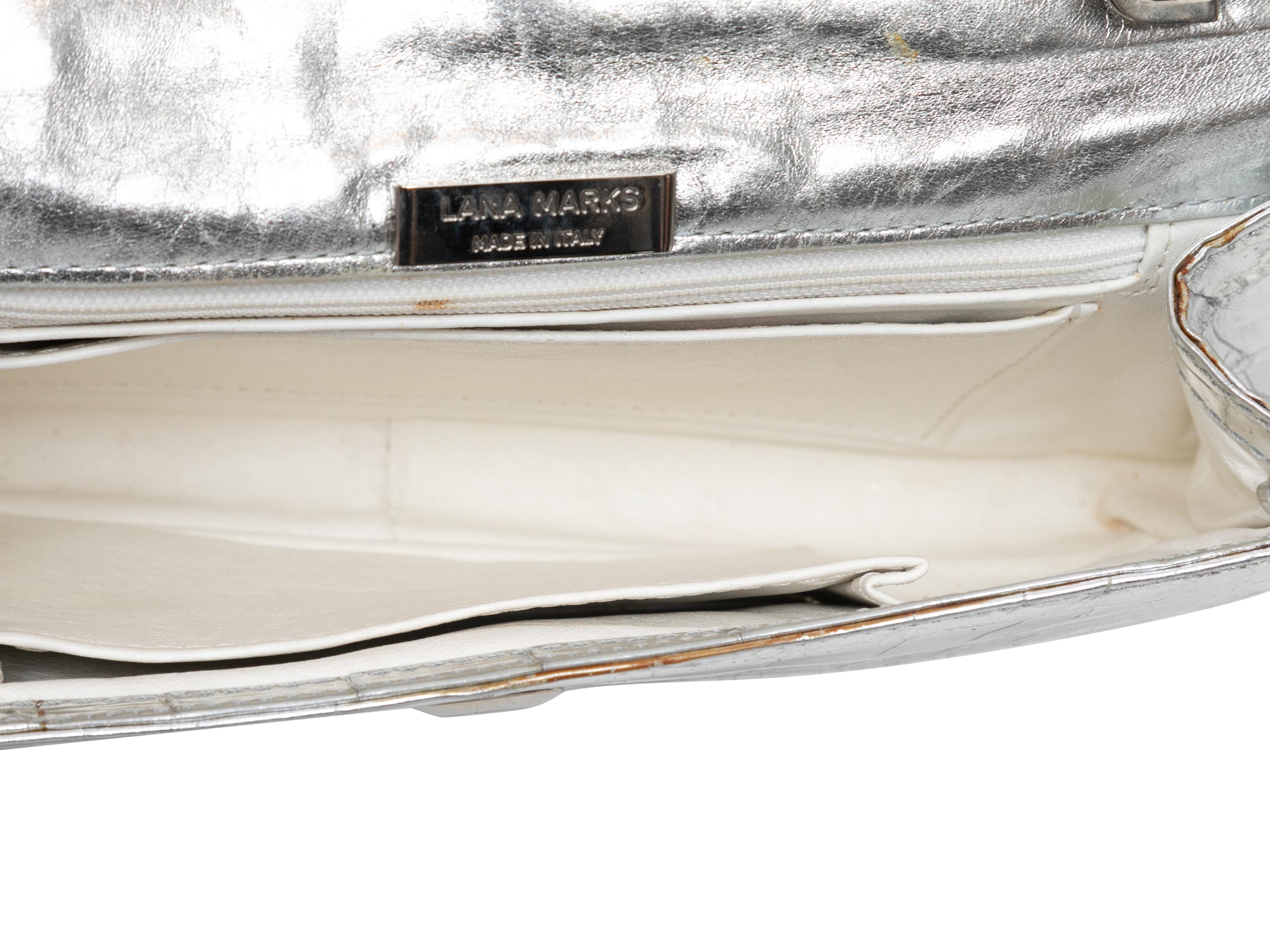 Silver Lana Marks Metallic Croc Shoulder Bag For Sale 3