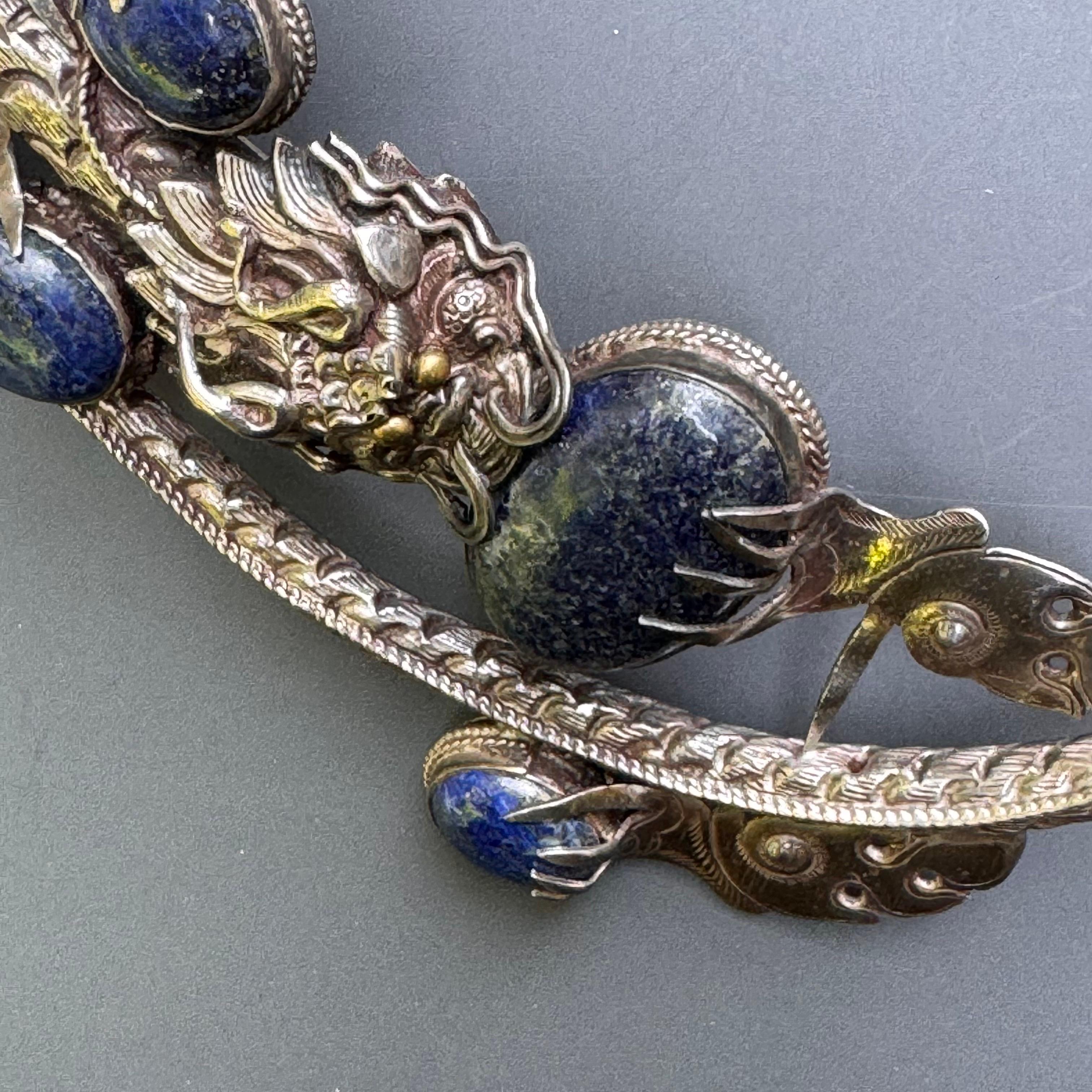 Collana in argento Lapis Dragon Torque fatta a mano in vendita 6