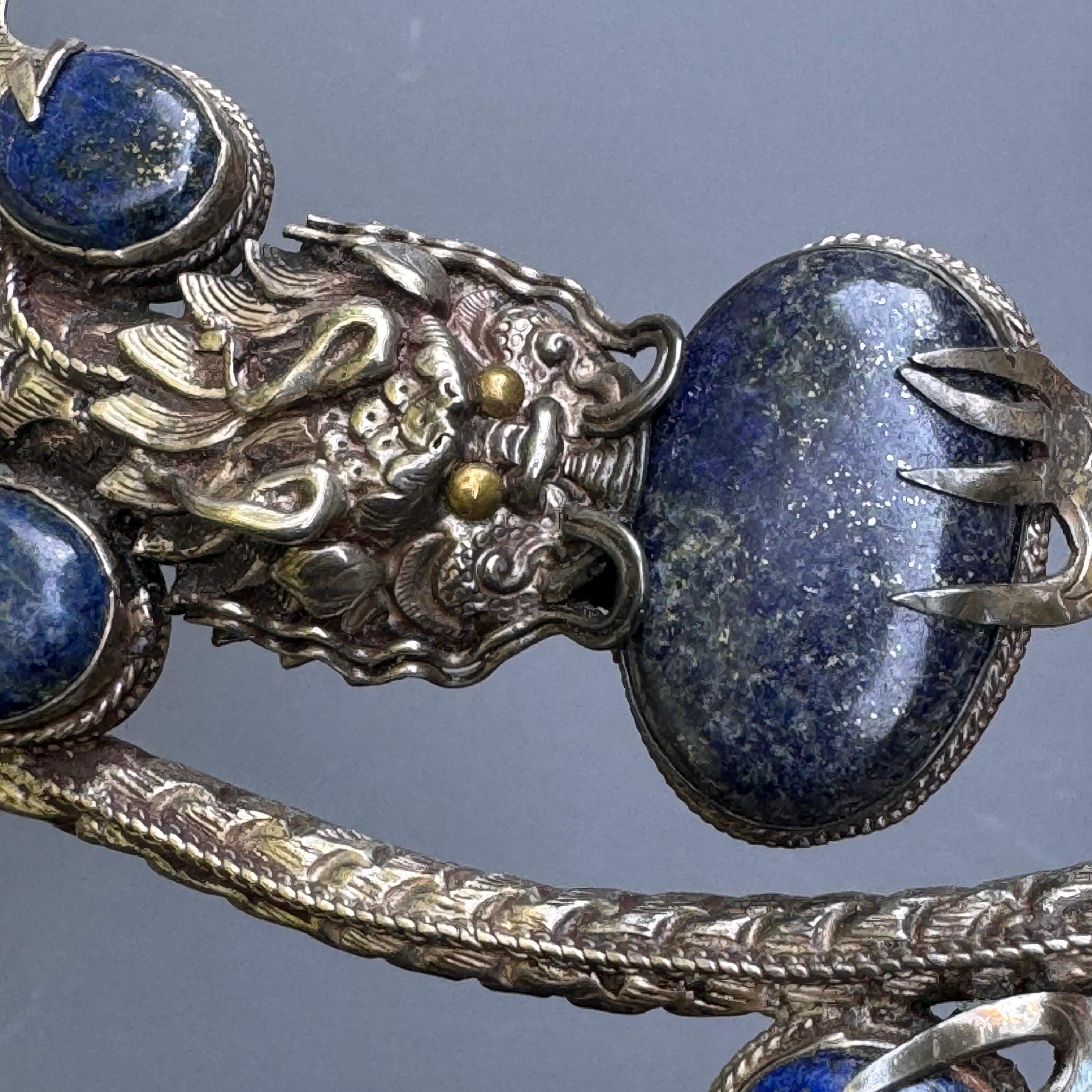 Collana in argento Lapis Dragon Torque fatta a mano in vendita 8