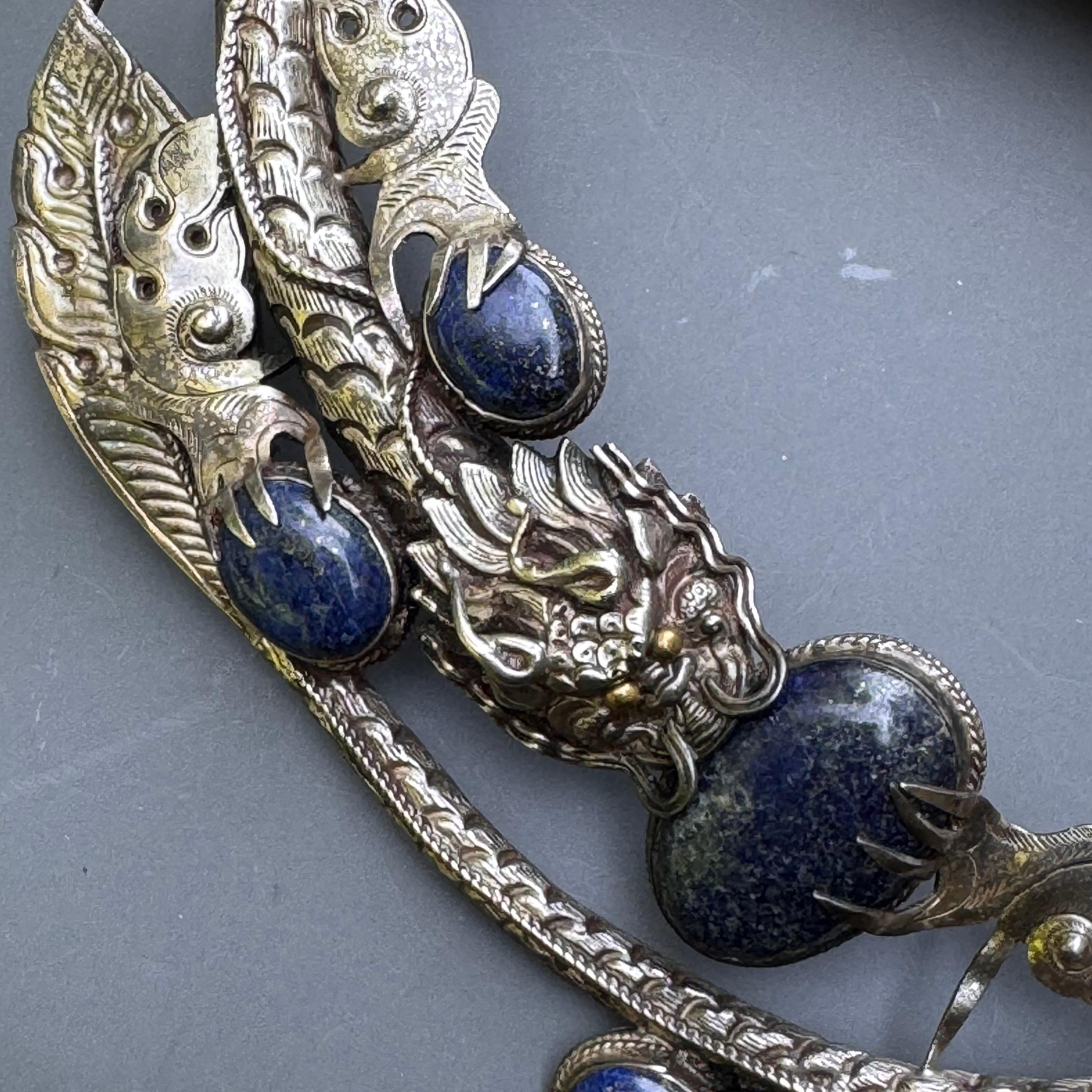Collana in argento Lapis Dragon Torque fatta a mano in vendita 1