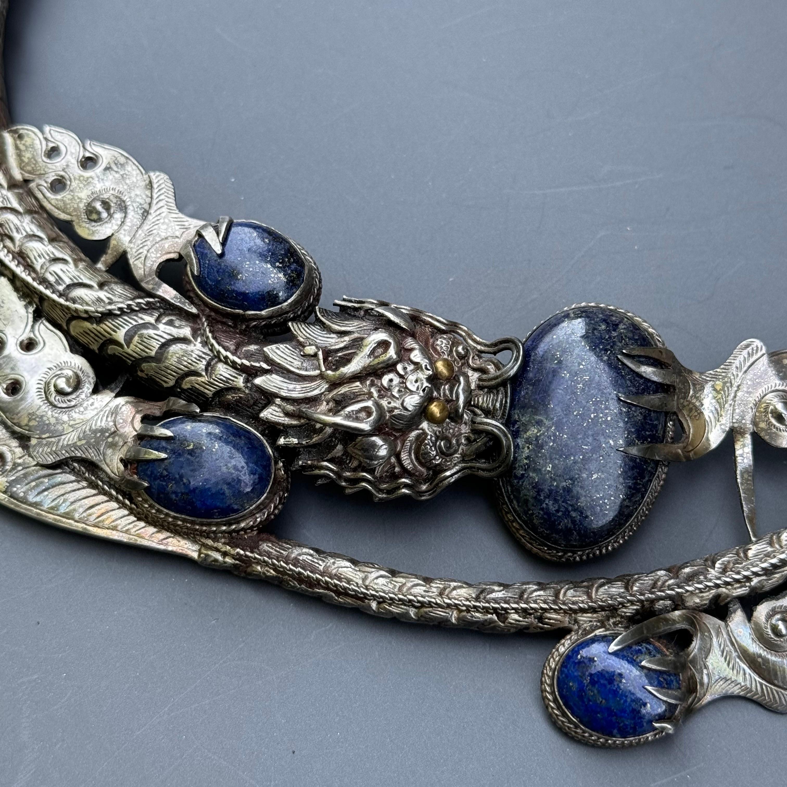 Collana in argento Lapis Dragon Torque fatta a mano in vendita 3