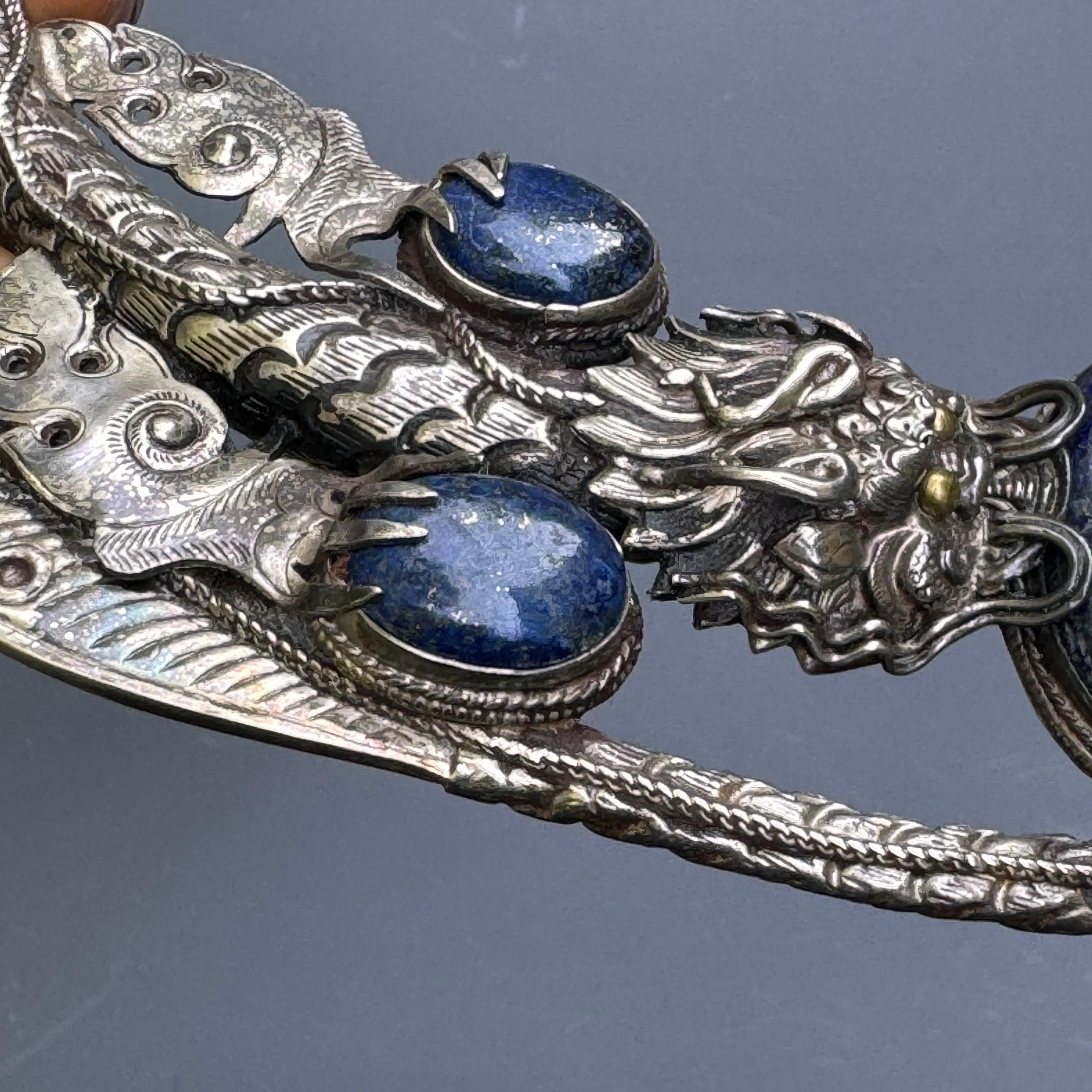 Collana in argento Lapis Dragon Torque fatta a mano in vendita 5