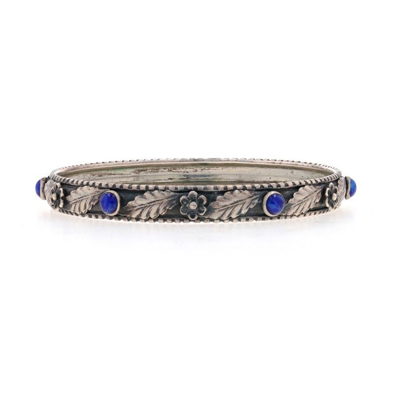 Women's Silver Lapis Lazuli Vintage Bangle Bracelet 7 3/4