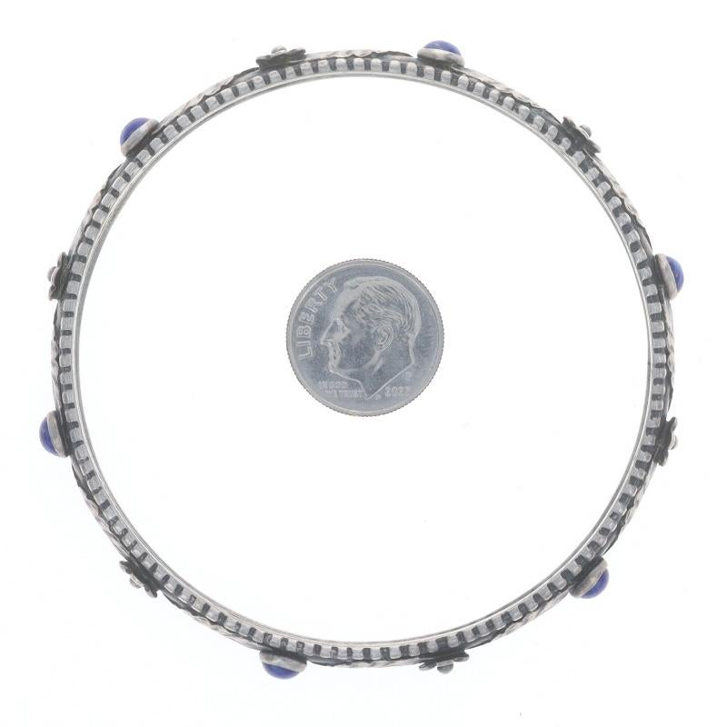 Silver Lapis Lazuli Vintage Bangle Bracelet 7 3/4