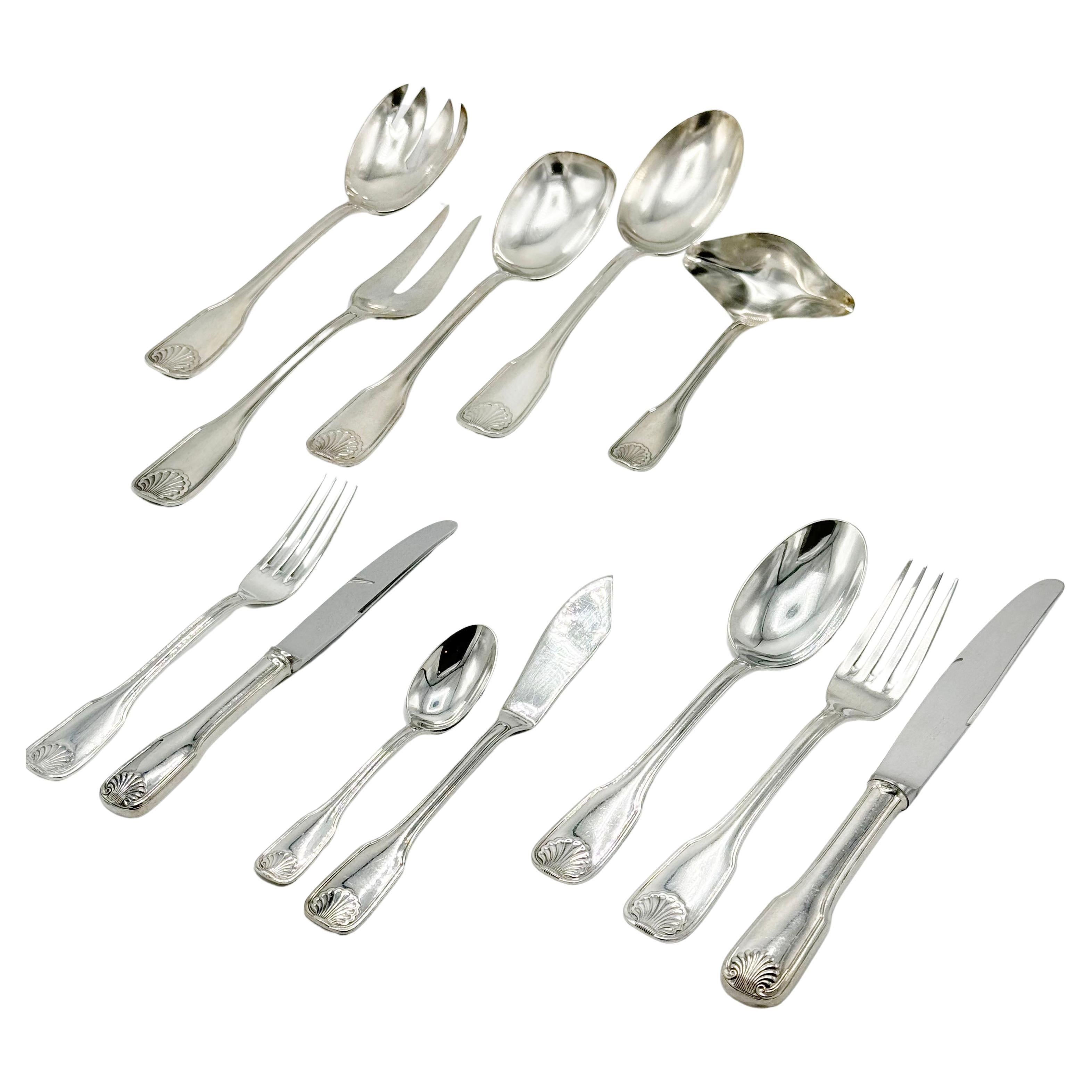 Servicio de Cubiertos Lappas de Plata, estilo Christofle 83 Piezas