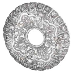 Silver - Large ceremonial silver dish - 19th century - Lisbon Crown