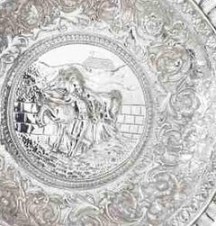 Silver - Large ceremonial silver dish - 19th century - Porto Coroa