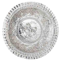 Silver - Large ceremonial silver dish - 19th century - Porto Coroa