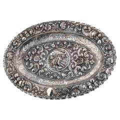 Silver - Large oval silver platter - 19th century