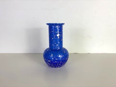 Vaso blu a foglie d'argento