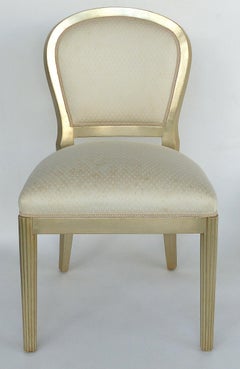 Silver Leaf Dining Chairs with Fluted Legs, Set of 4