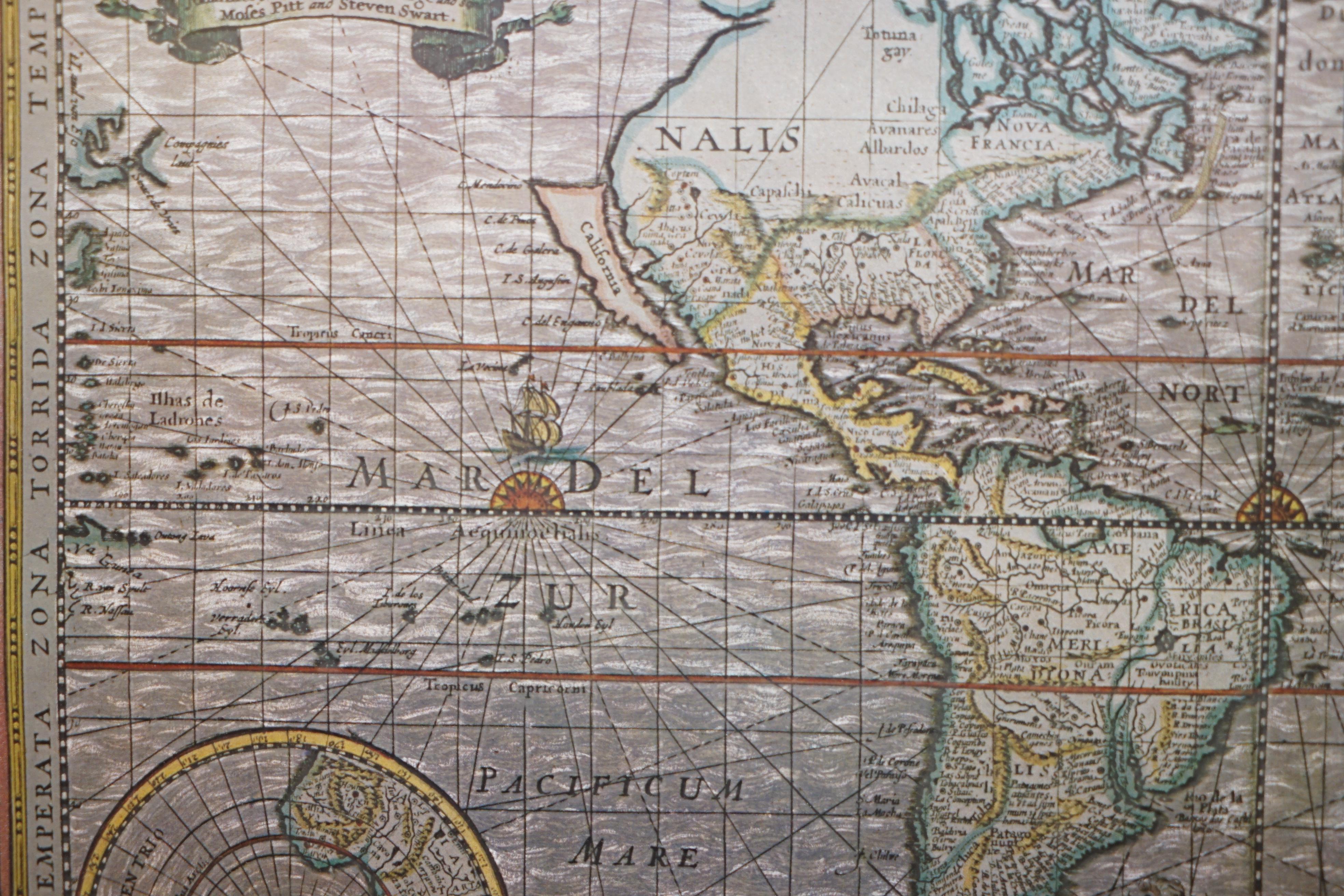 Incisione su carta geografica da parete in lamina d'argento basata sull'originale di Moses Pitt, 1681 in vendita 4