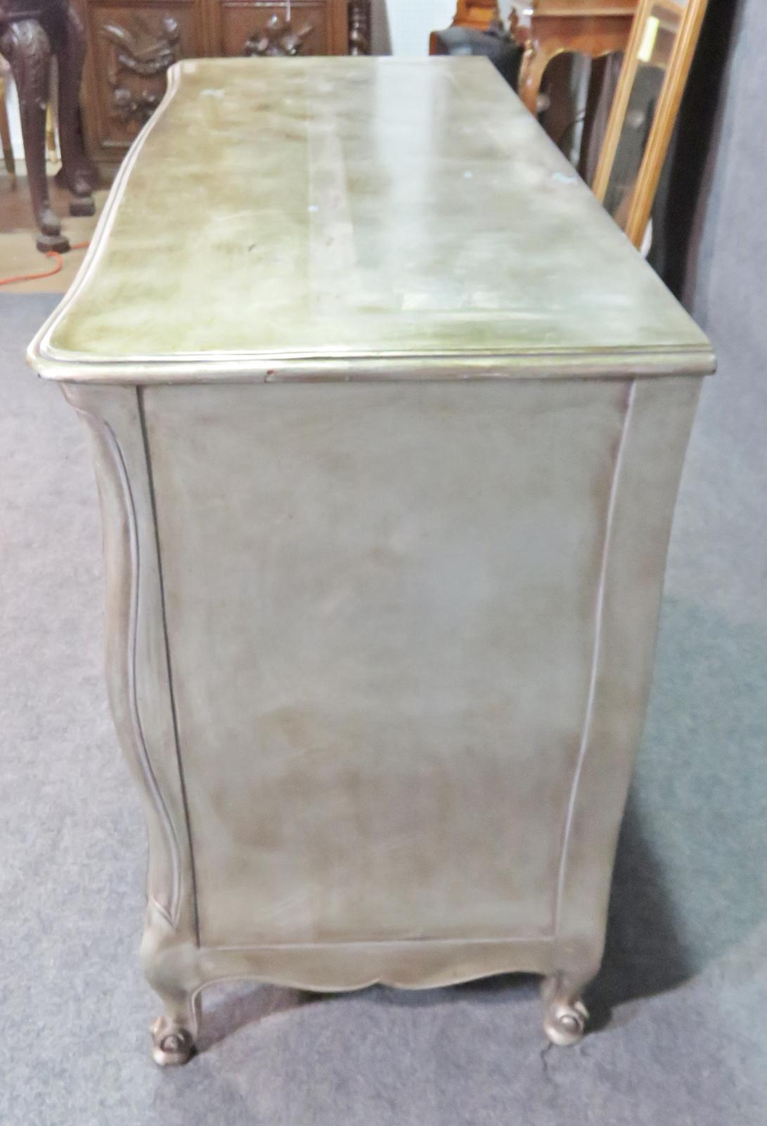 Silver Leaf French Louis XV Auffray Attributed Dresser Commode, Circa 1960 3