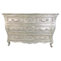 Silver Leaf French Louis XV Auffray Attributed Dresser Commode, Circa 1960