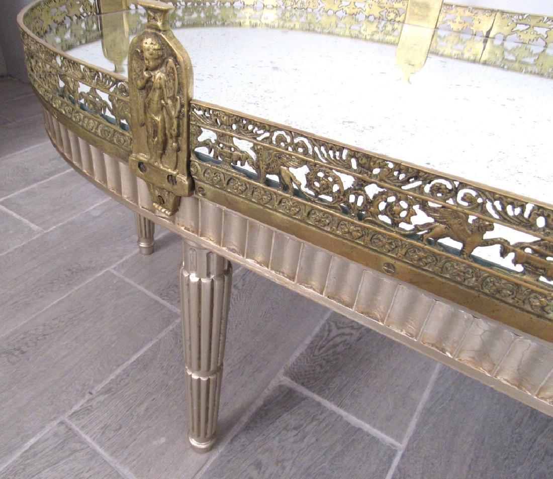 20th Century Silver Leaf French Louis XVI Style Gilt Bronze Mirrored Plateau or Coffee Table