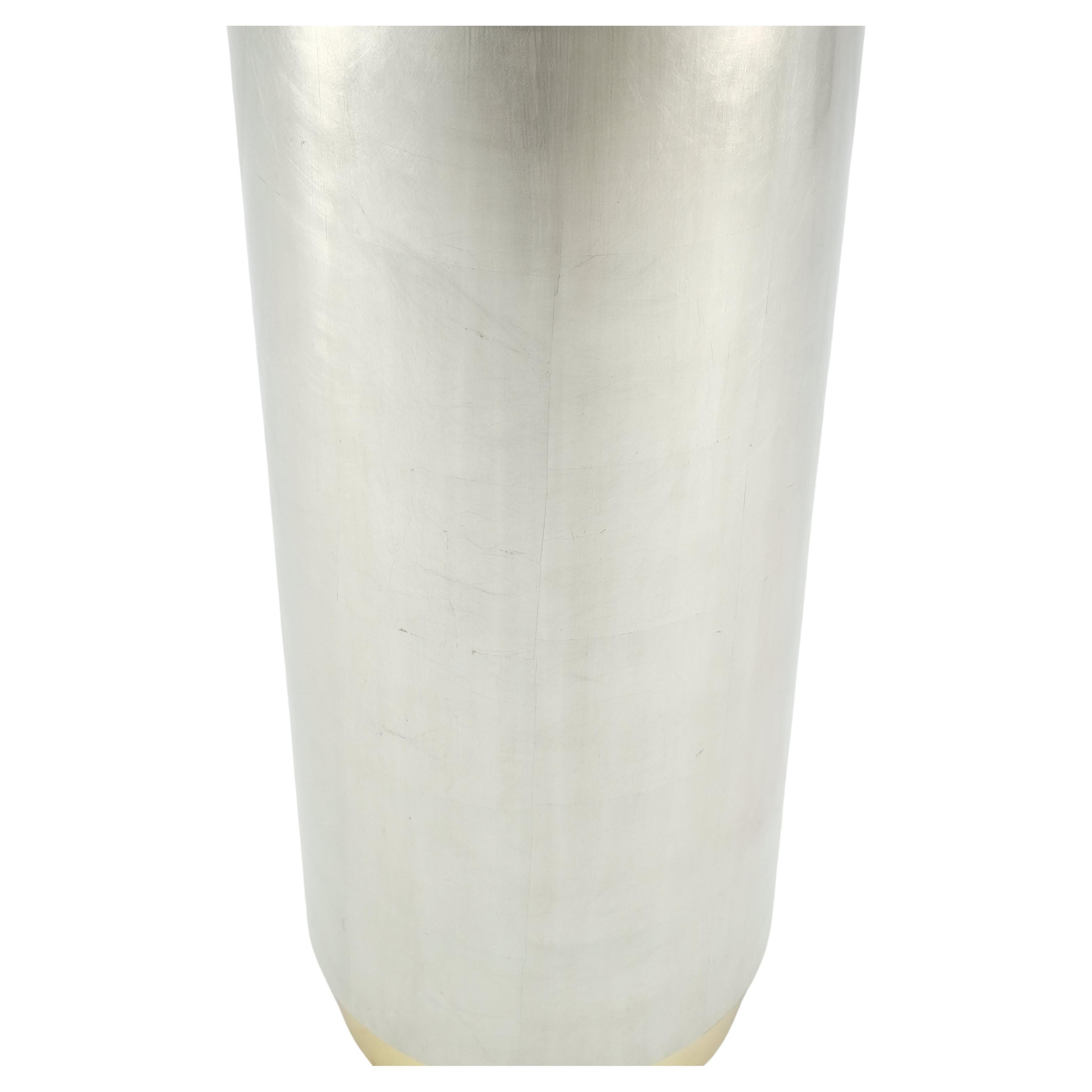 American Silver Leaf Gilt Round Cylinder Shape Lighted Pedestal Floor Lamp MINT! For Sale