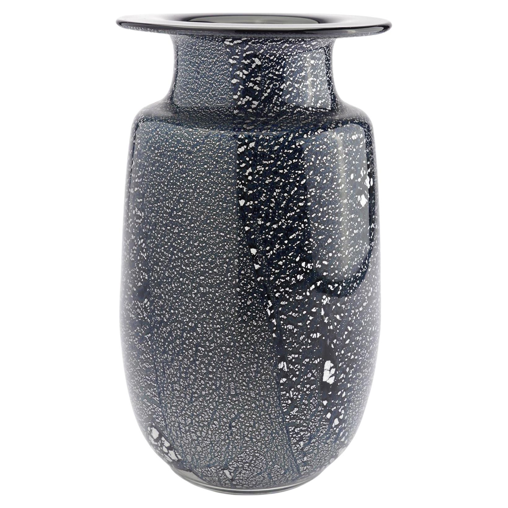 Versilberte Vase aus mundgeblasenem Glas mit Blattsilber von Seguso Verti d'Arte, 1970