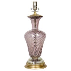 Silver Leaf Infused Pink Murano Glass Lamp