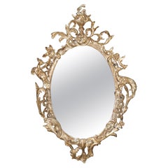 Silver Leaf Italian Wall Mirror Featuring a Pair of Mythical Phoenix Birds