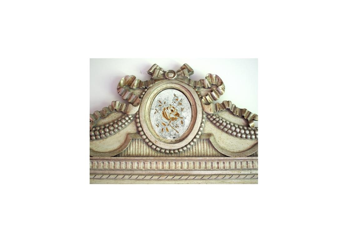 Silver Leaf Large and Decorative Carved Wood Mirror In Fair Condition For Sale In Bridgeport, CT