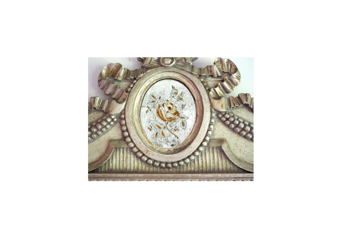 20th Century Silver Leaf Large and Decorative Carved Wood Mirror For Sale