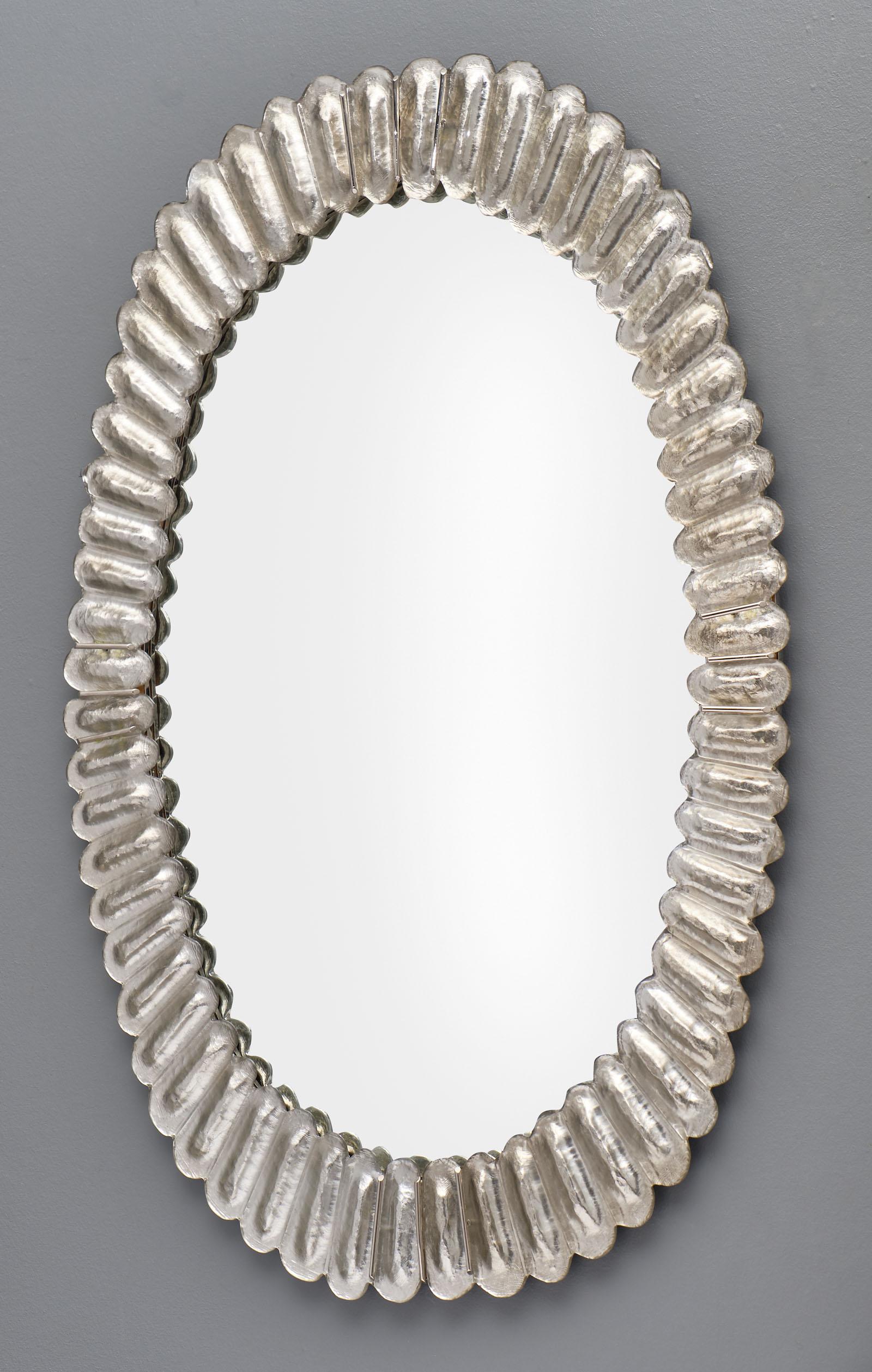 Italian Silver Leaf Murano Glass Mirror by Fuga For Sale