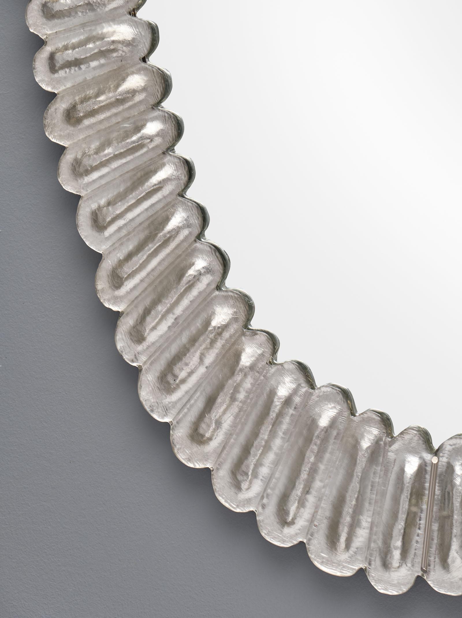 Silver Leaf Murano Glass Mirror by Fuga For Sale 2
