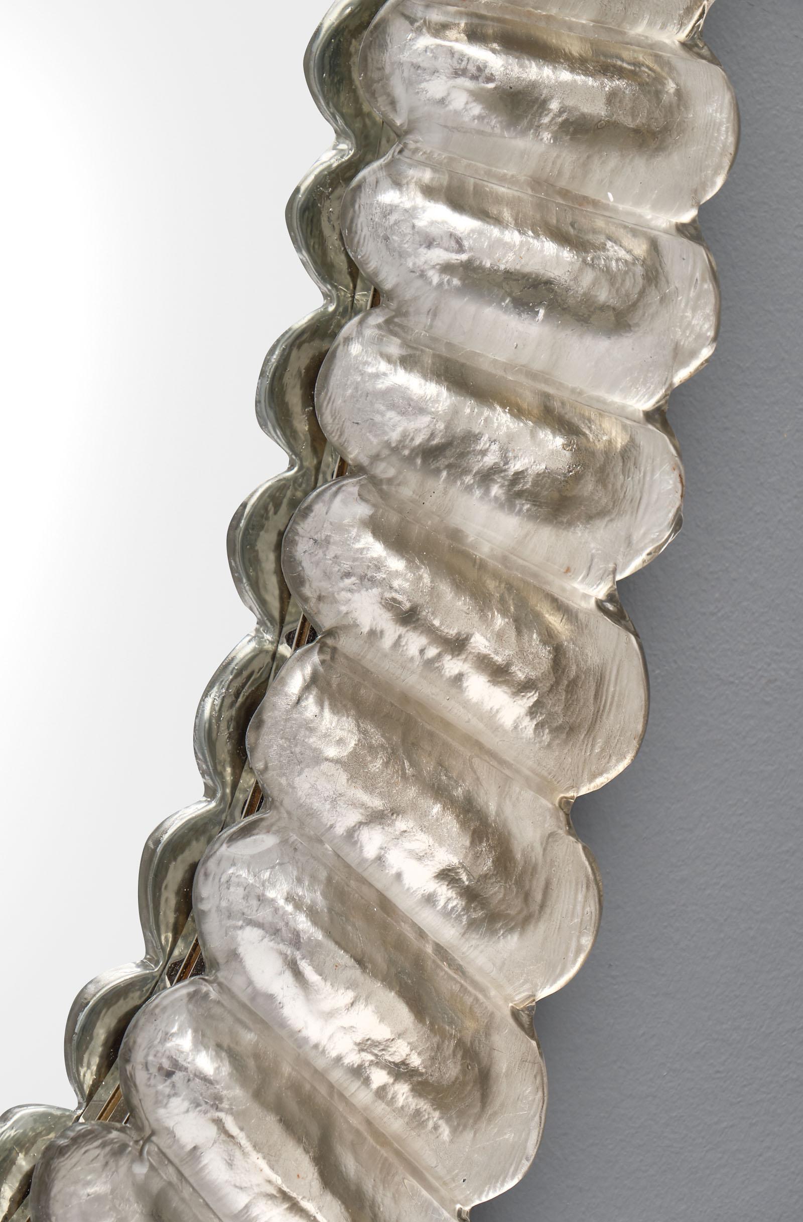 Silver Leaf Murano Glass Mirror by Fuga For Sale 3