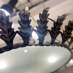Silver Leaf Oval Sunburst Light Fixture