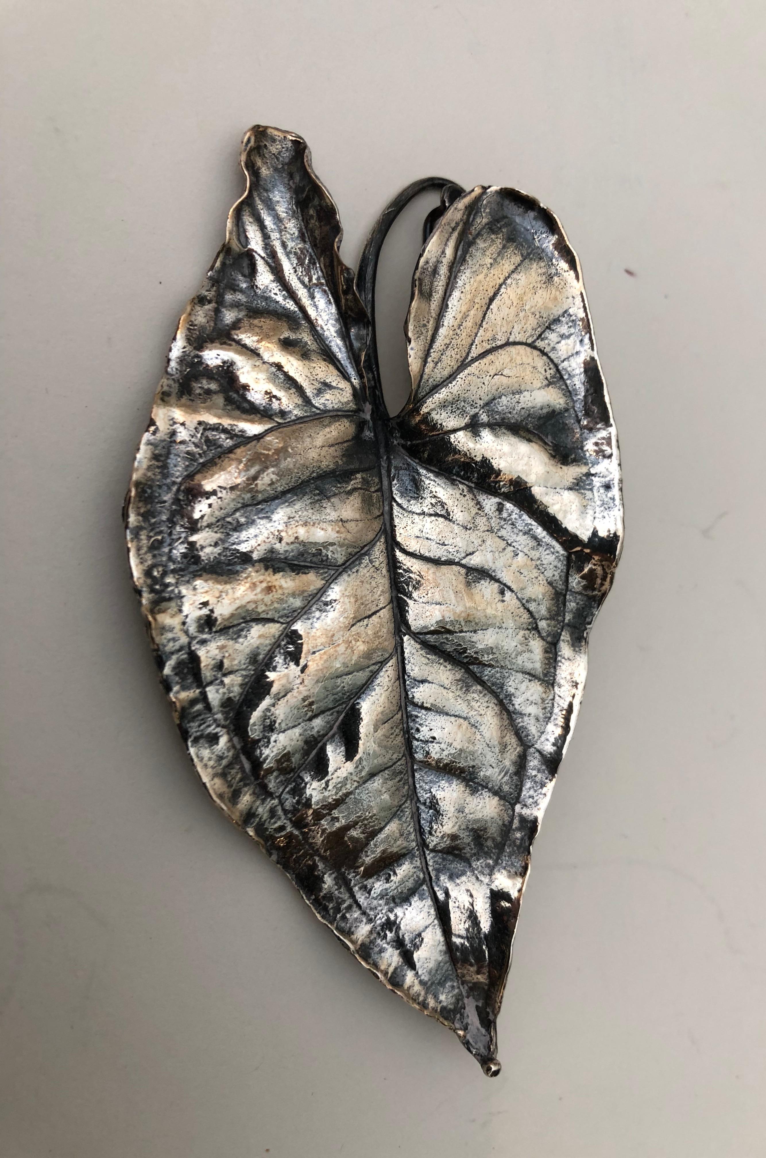 American Craftsman Silver Leaf Pin For Sale