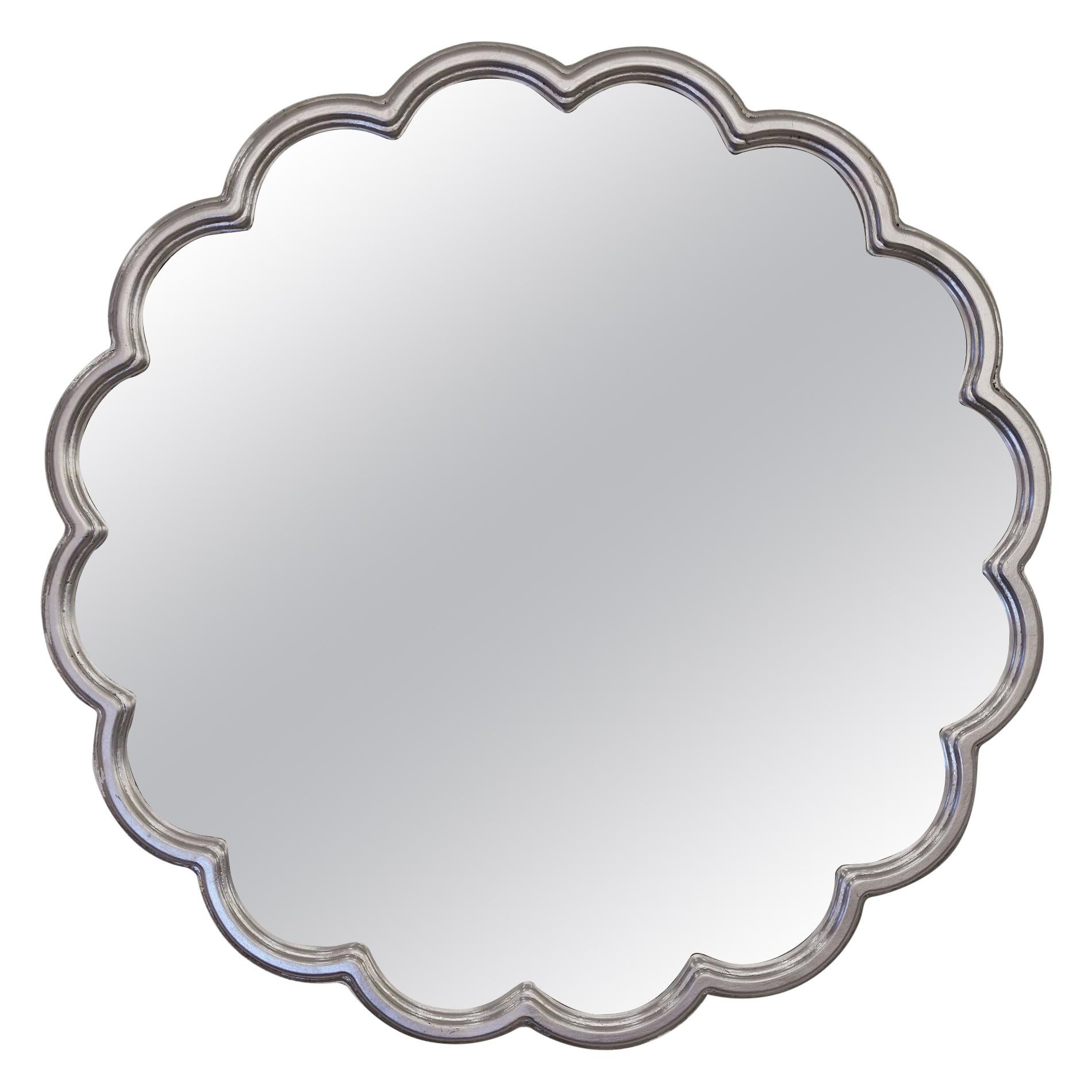 Art Deco Silver Leaf Scalloped Circular 'Monaco' Mirror For Sale